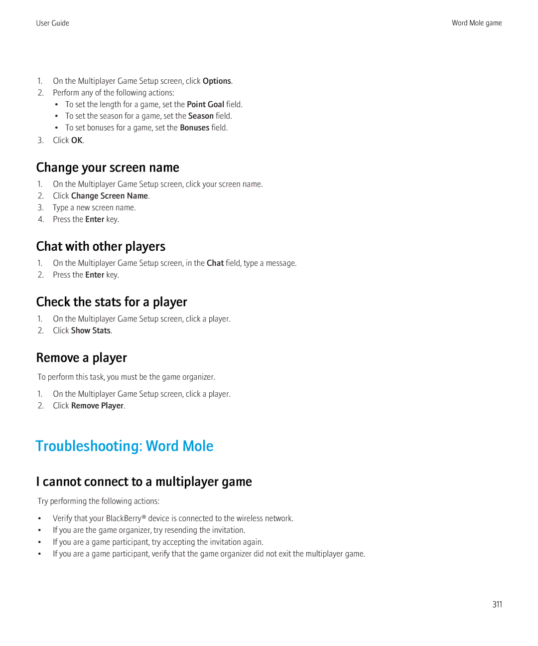 Blackberry 9300 Version: 5.0 manual Troubleshooting Word Mole 