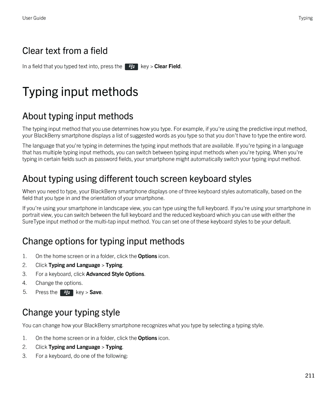 Blackberry 9380 manual Typing input methods 