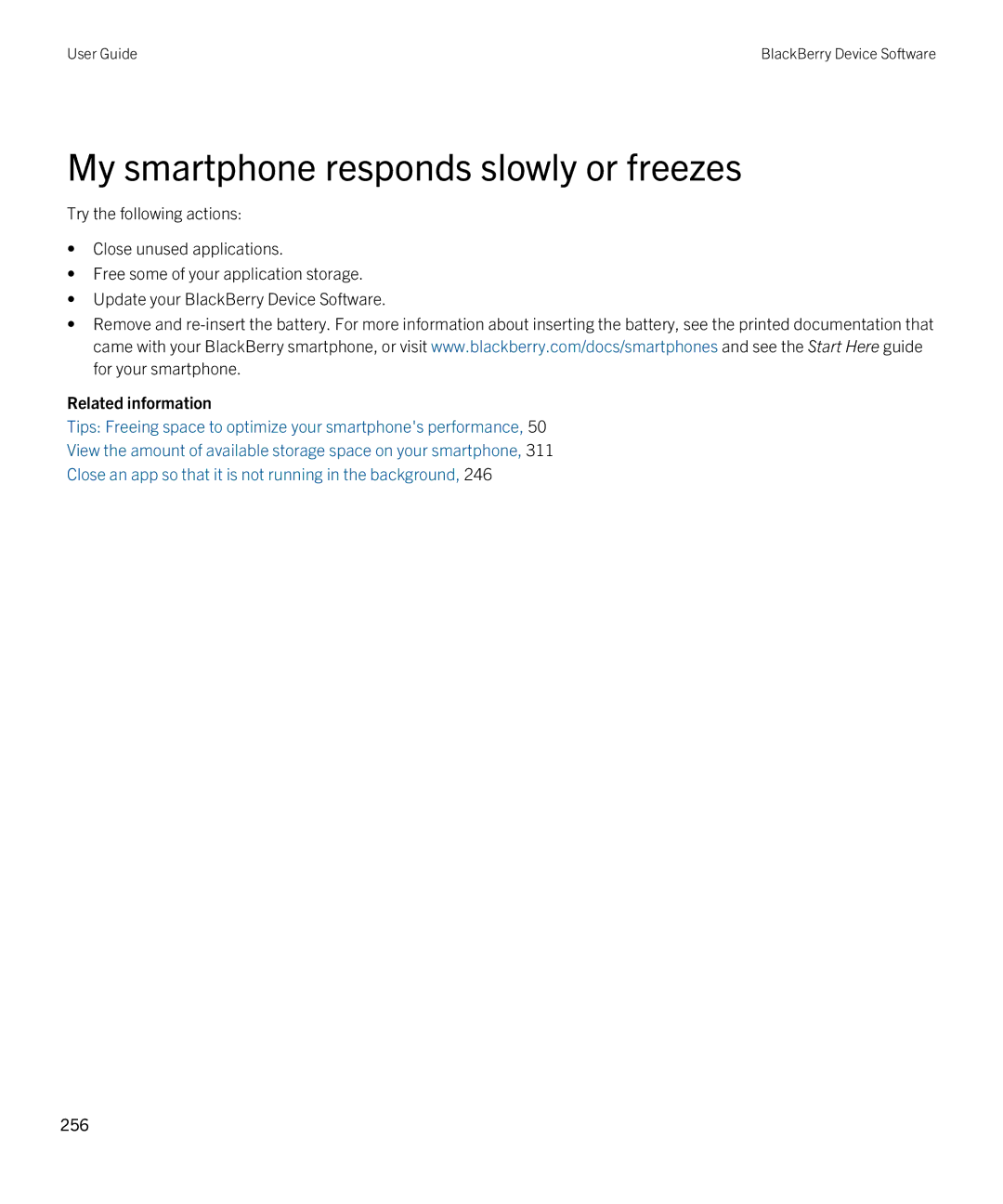 Blackberry 9380 manual My smartphone responds slowly or freezes 