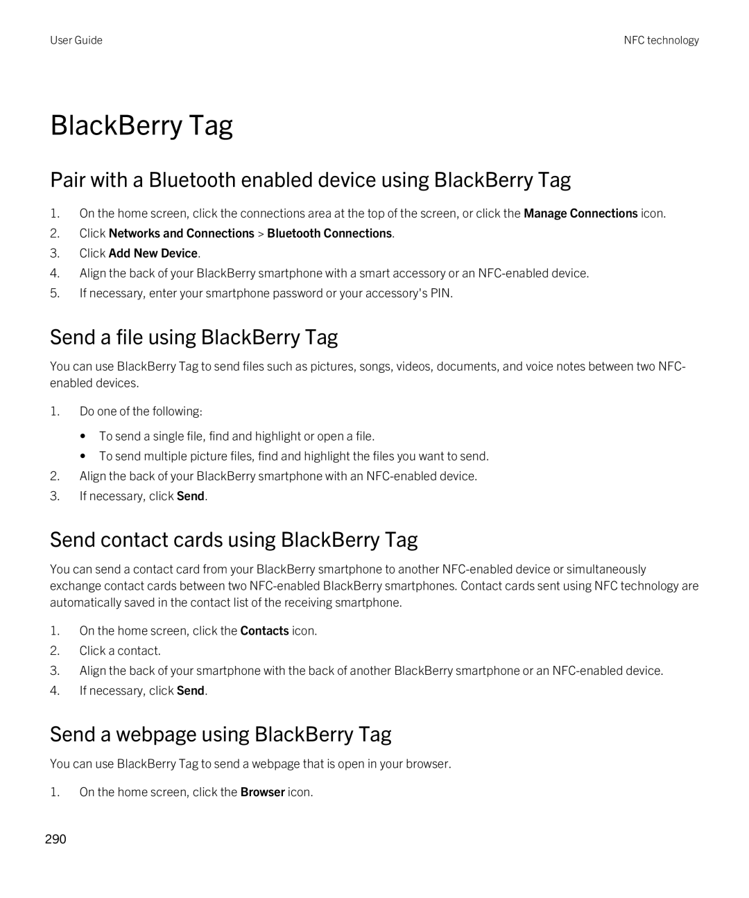 Blackberry 9380 manual Pair with a Bluetooth enabled device using BlackBerry Tag, Send a file using BlackBerry Tag 