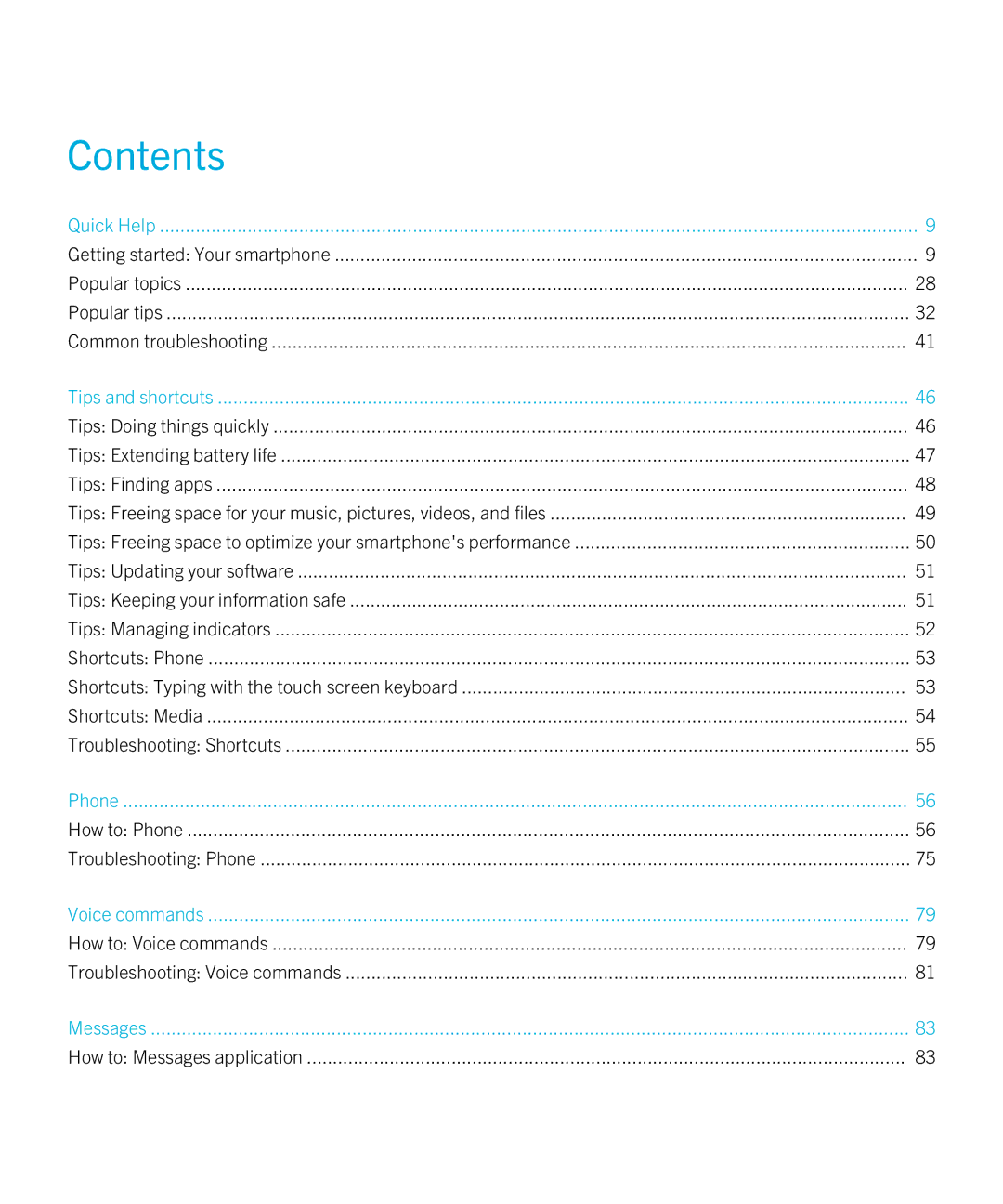 Blackberry 9380 manual Contents 