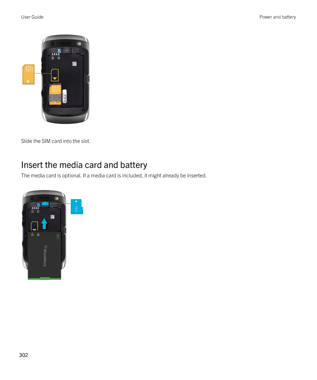 Blackberry 9380 manual Insert the media card and battery 