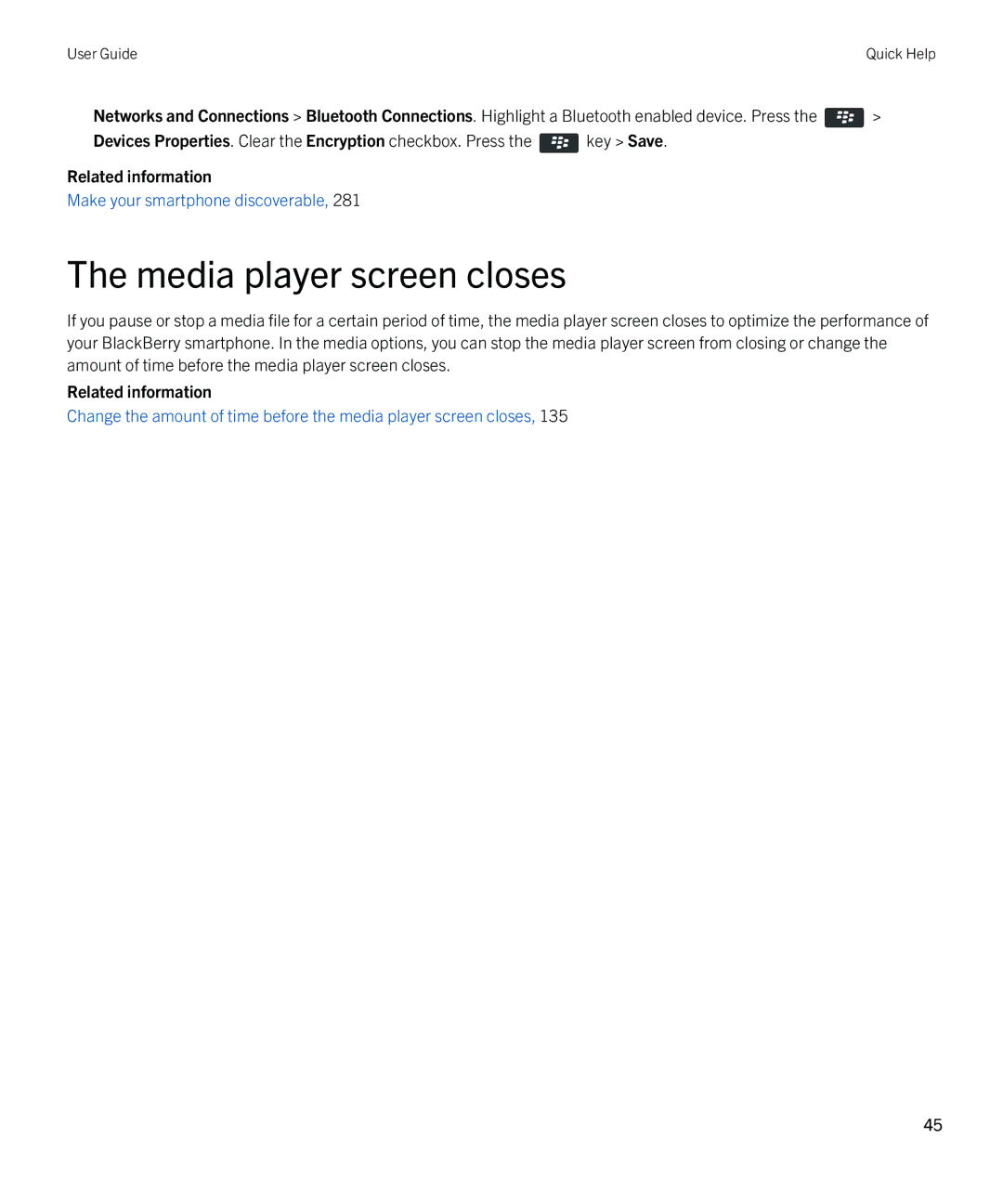 Blackberry 9380 manual Media player screen closes 