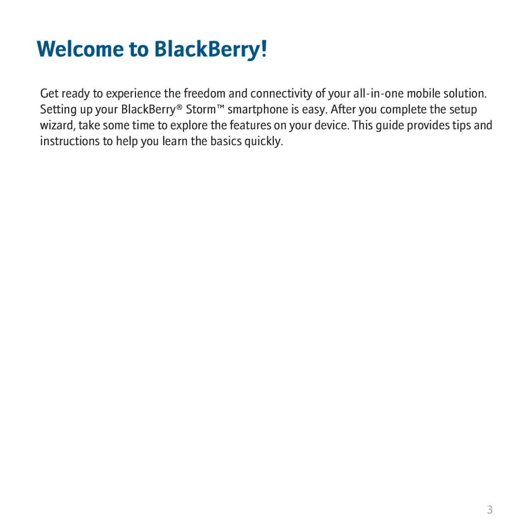 Blackberry 9530 manual Welcome to BlackBerry 