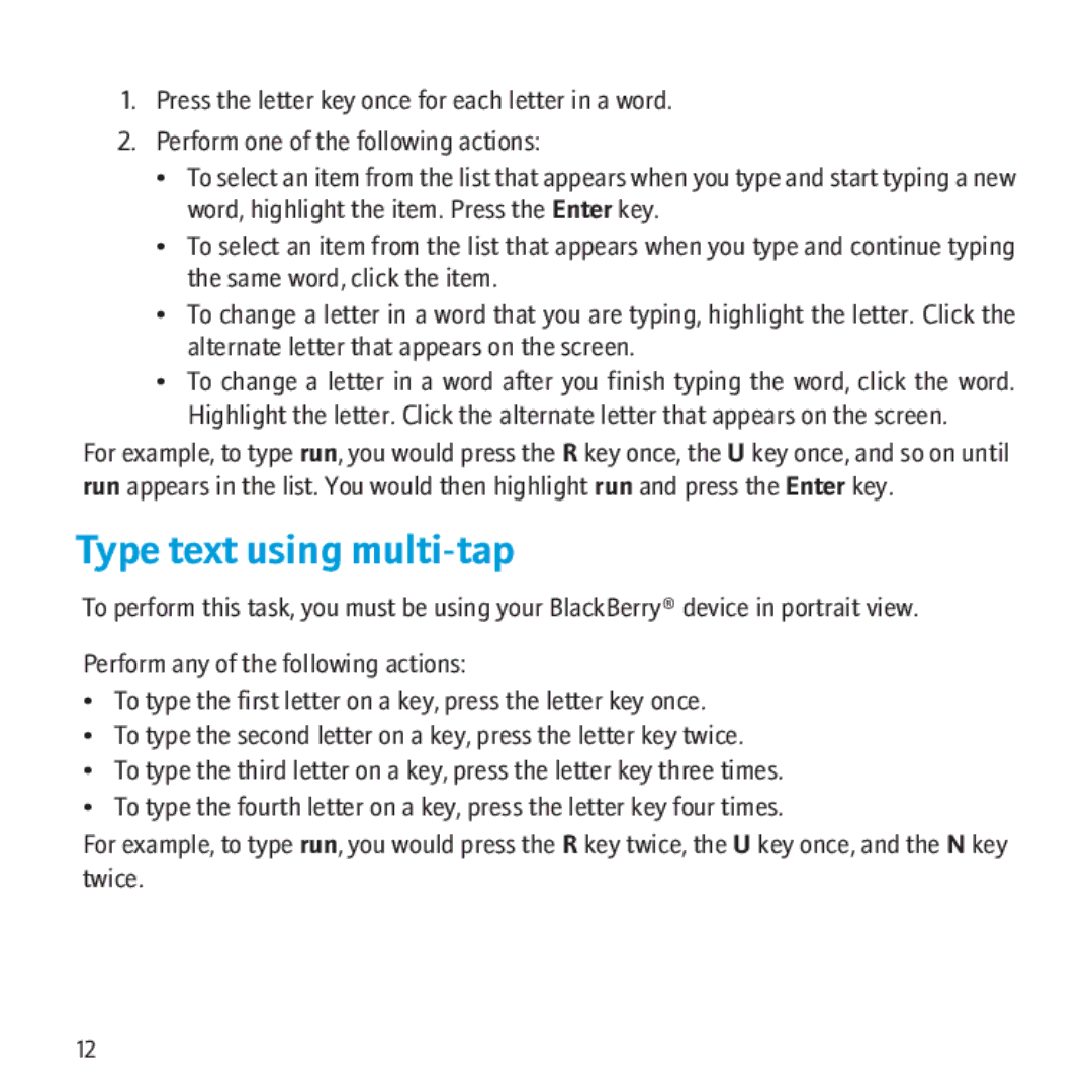 Blackberry 9550, 9520 manual Type text using multi-tap 