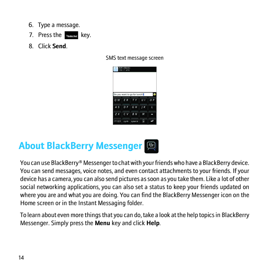 Blackberry 9550, 9520 manual About BlackBerry Messenger 