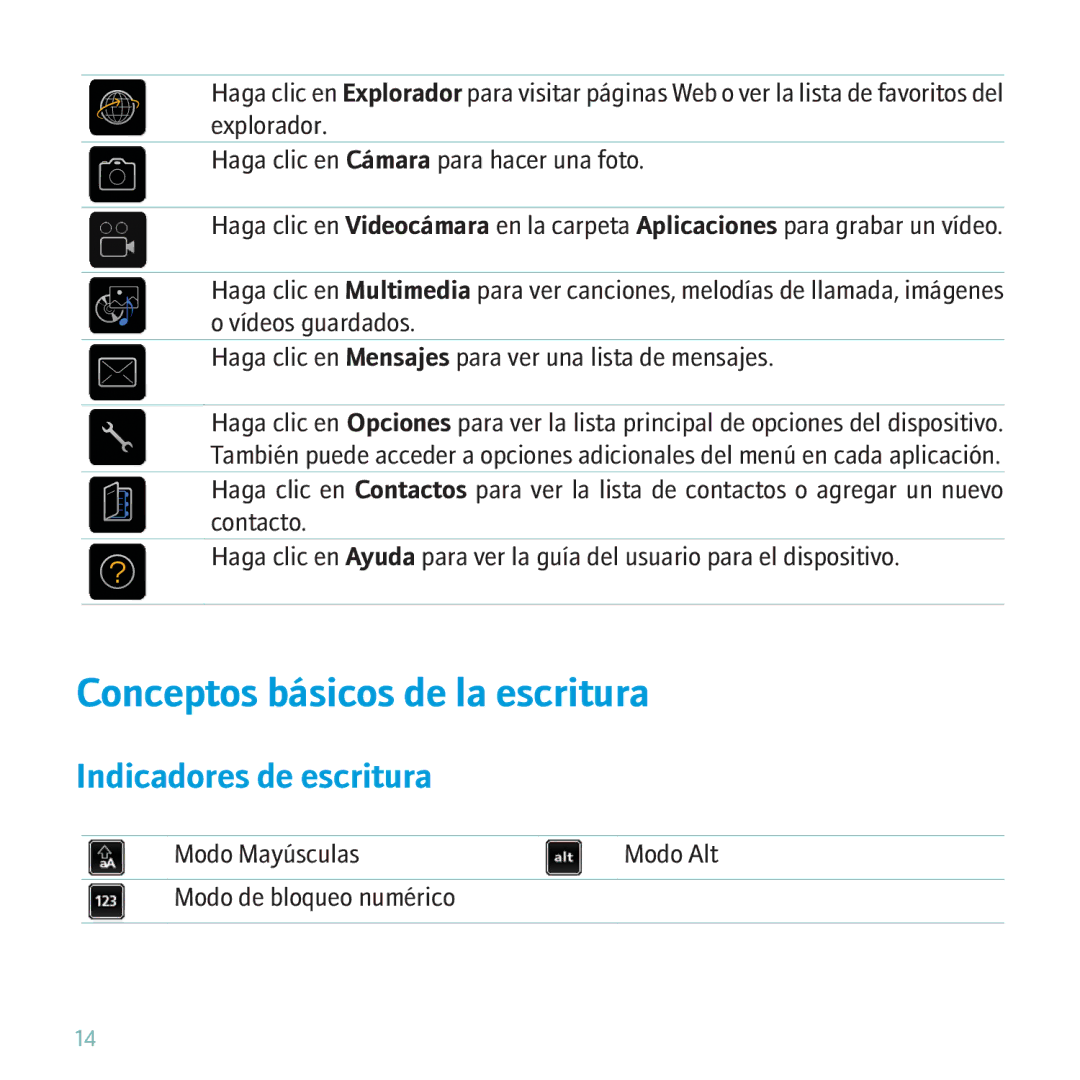 Blackberry 9630 manual Conceptos básicos de la escritura 