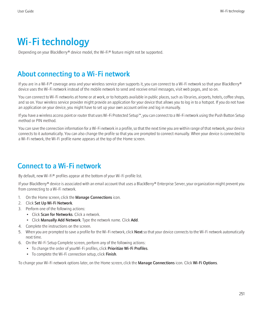 Blackberry 9700 manual Wi-Fi technology, About connecting to a Wi-Fi network, Connect to a Wi-Fi network 