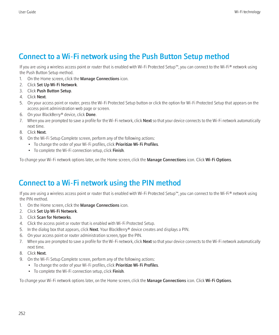 Blackberry 9700 manual Connect to a Wi-Fi network using the PIN method 