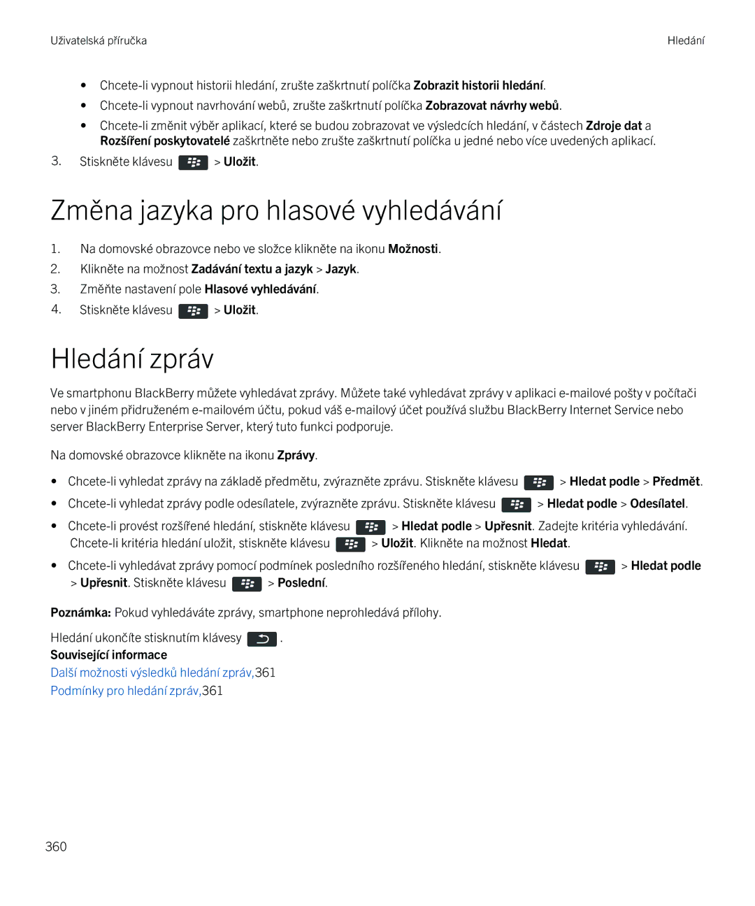 Blackberry 9720 manual Změna jazyka pro hlasové vyhledávání, Klikněte na možnost Zadávání textu a jazyk Jazyk 