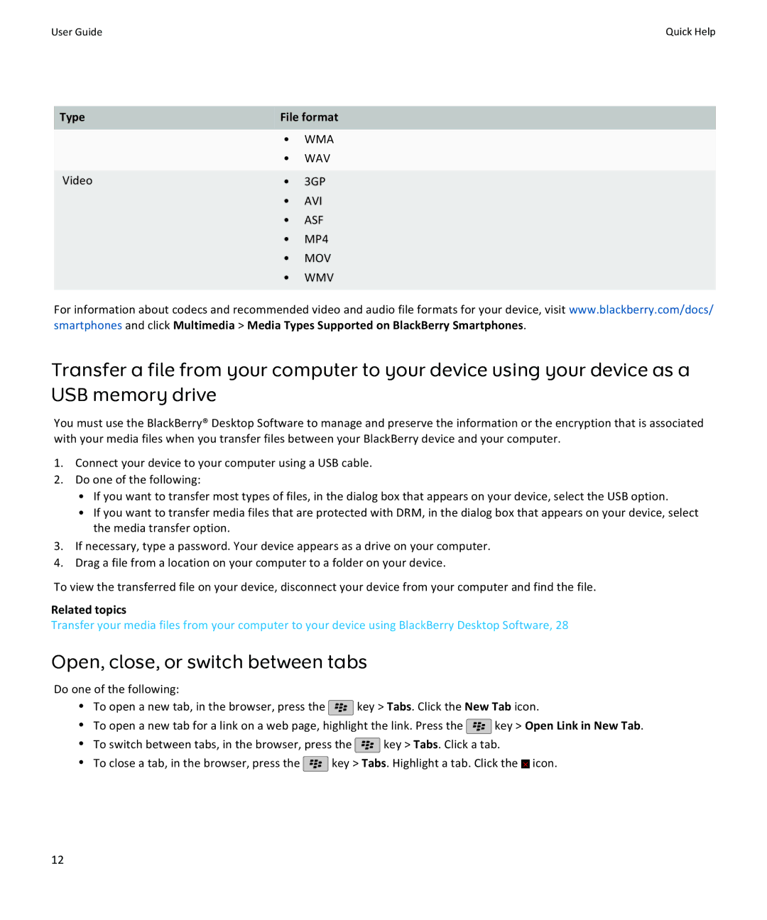 Blackberry NO_CARRIERCNETBBBOLD9780BLKTMB manual Open, close, or switch between tabs, Video 