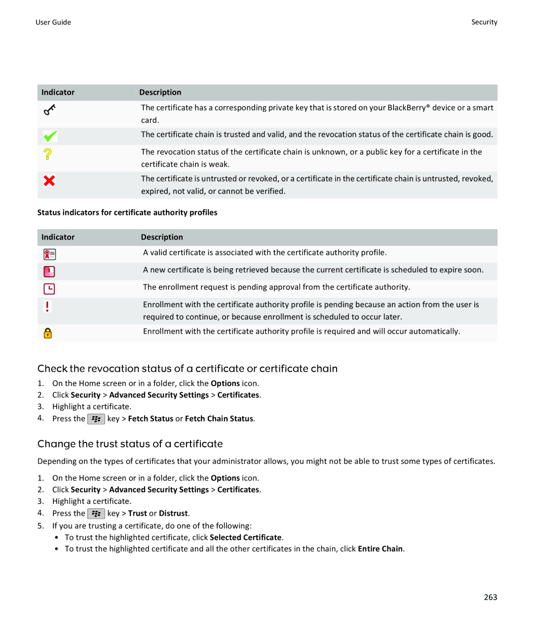 Blackberry NO_CARRIERCNETBBBOLD9780BLKTMB manual Change the trust status of a certificate 