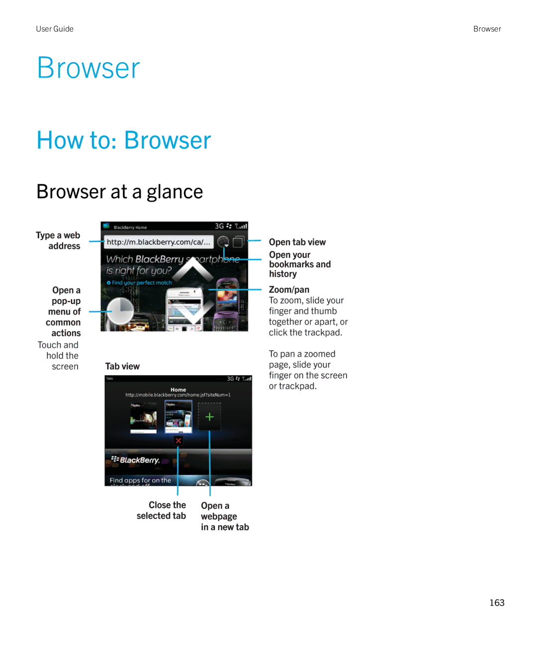 Blackberry 9790 manual How to Browser, Browser at a glance 