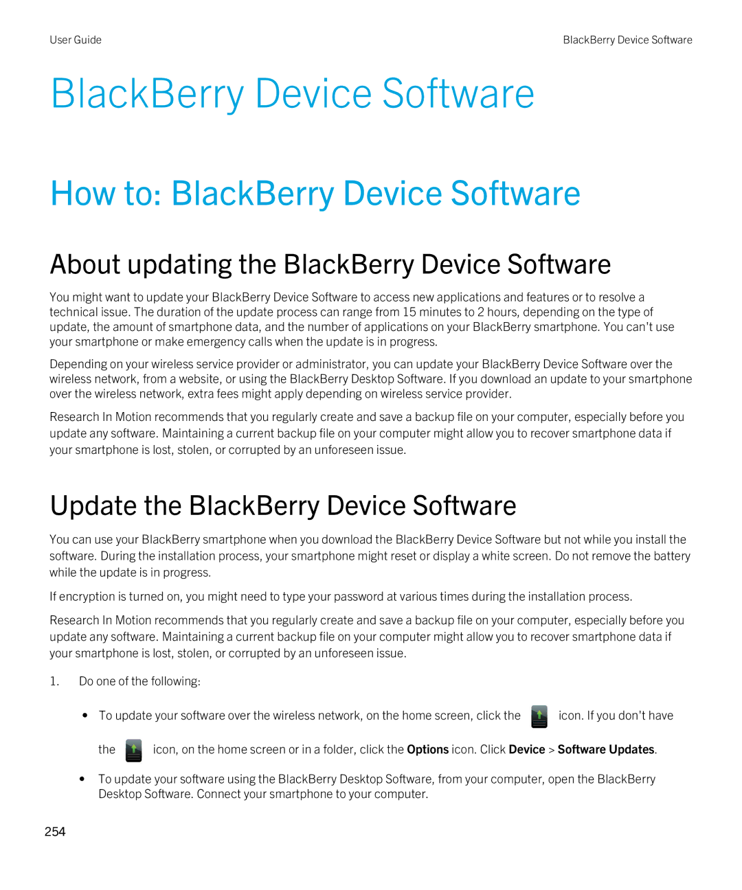 Blackberry 9790 manual How to BlackBerry Device Software, About updating the BlackBerry Device Software 