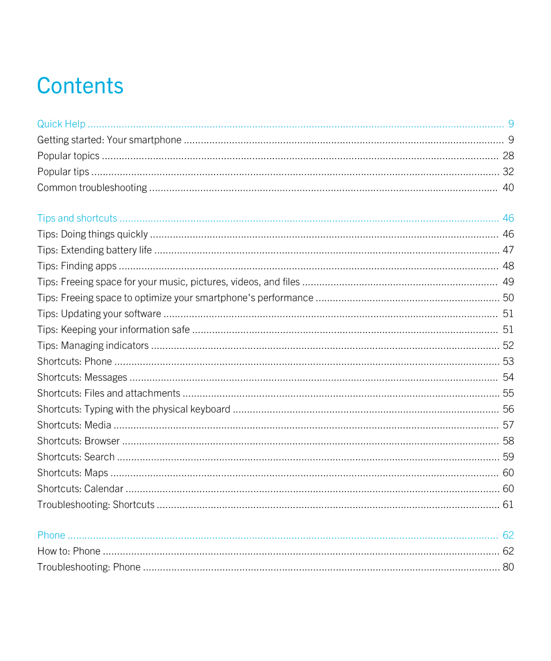 Blackberry 9790 manual Contents 