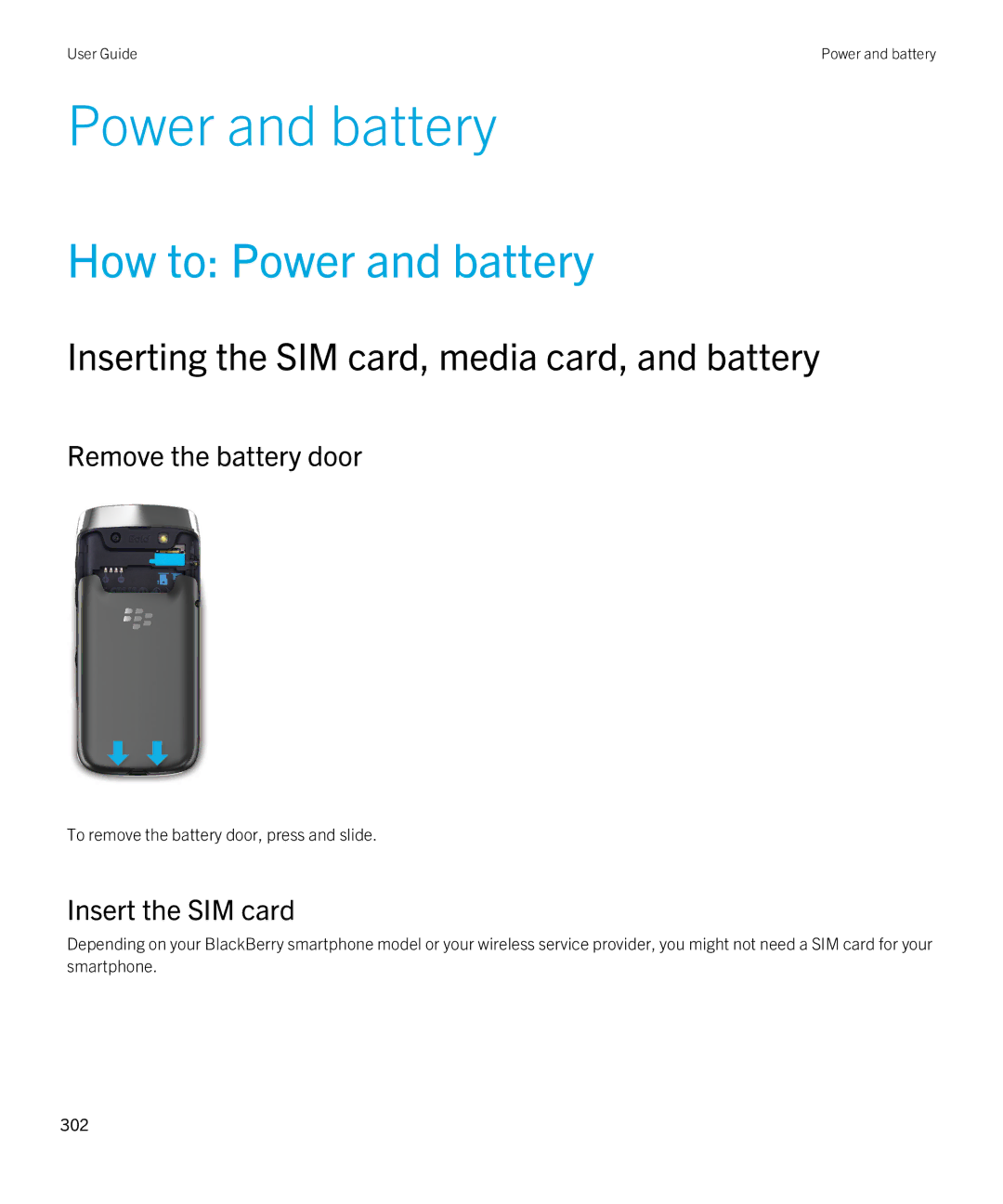 Blackberry 9790 manual How to Power and battery 