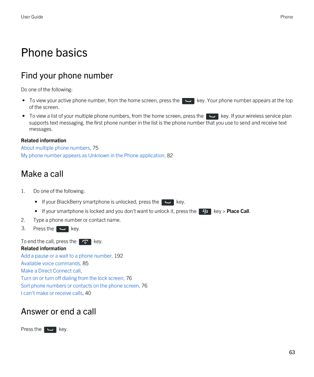 Blackberry 9790 manual Phone basics, Find your phone number, Make a call, Answer or end a call 