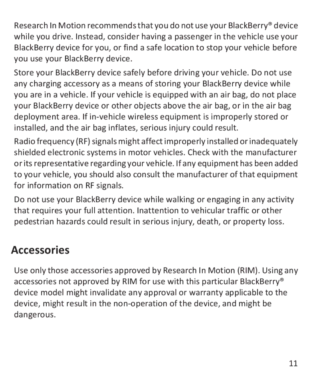 Blackberry 9800 manual Accessories 