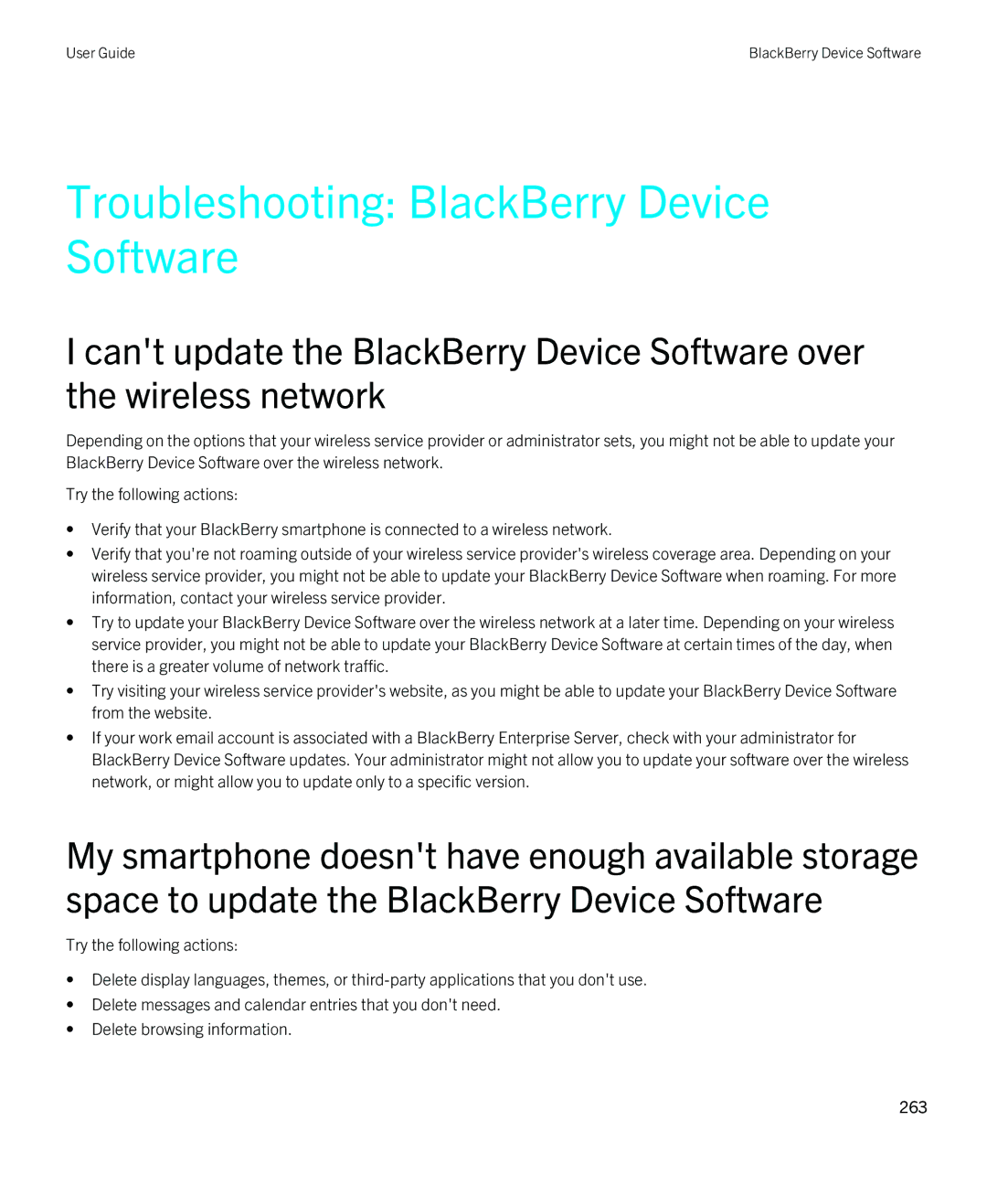 Blackberry 9810 manual Troubleshooting BlackBerry Device Software 