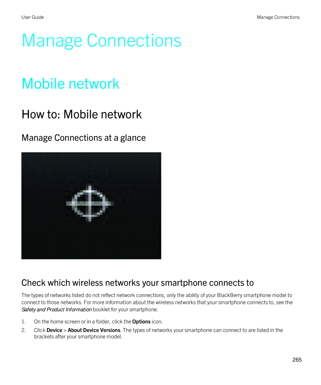 Blackberry 9810 manual Manage Connections, How to Mobile network 