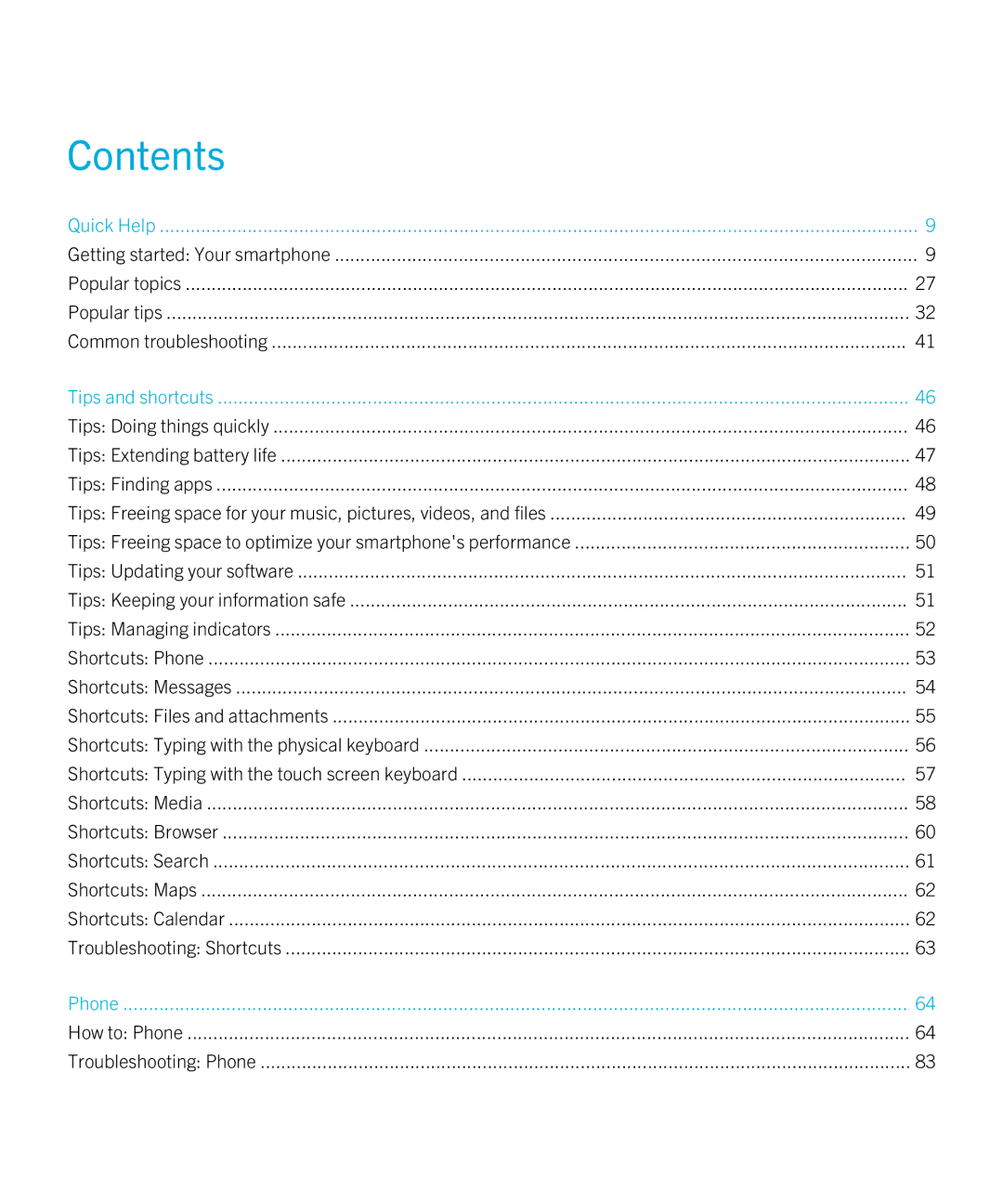 Blackberry 9810 manual Contents 