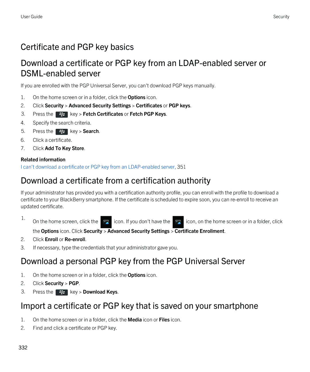 Blackberry 9810 manual Download a certificate from a certification authority, Click Add To Key Store Related information 