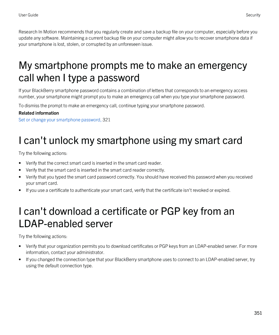 Blackberry 9810 manual Cant unlock my smartphone using my smart card 