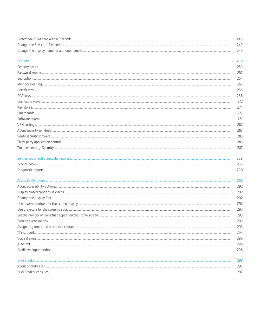 Blackberry BB9630TOUR manual 289 