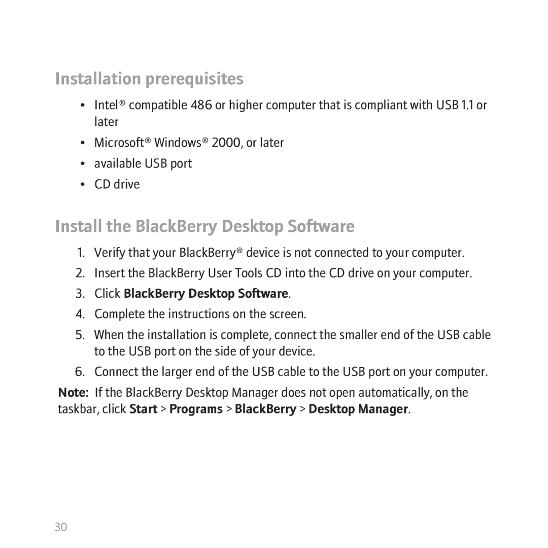 Blackberry BBCURVE, 8310 manual Installation prerequisites 