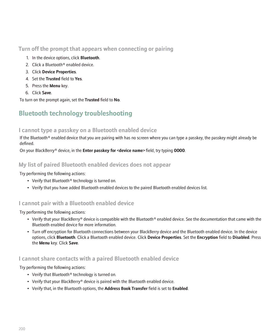 Blackberry BlackBerry 8320 manual Bluetooth technology troubleshooting, Cannot type a passkey on a Bluetooth enabled device 