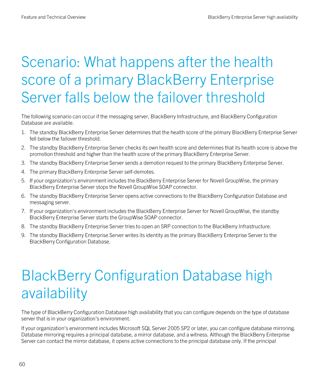 Blackberry blackberry enterprise server for microsoft exchange manual BlackBerry Configuration Database high availability 