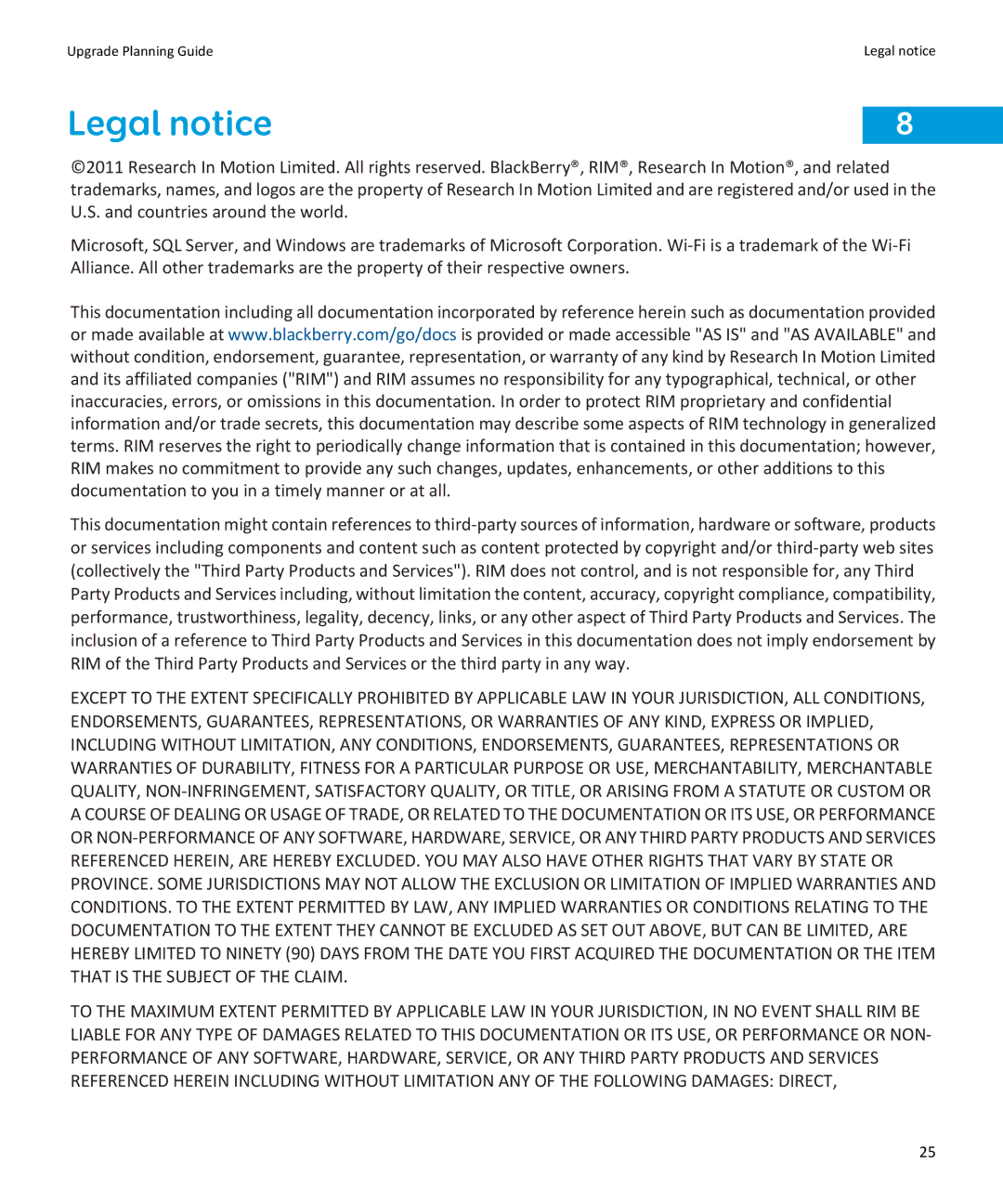 Blackberry blackberry enterprise server manual Legal notice 