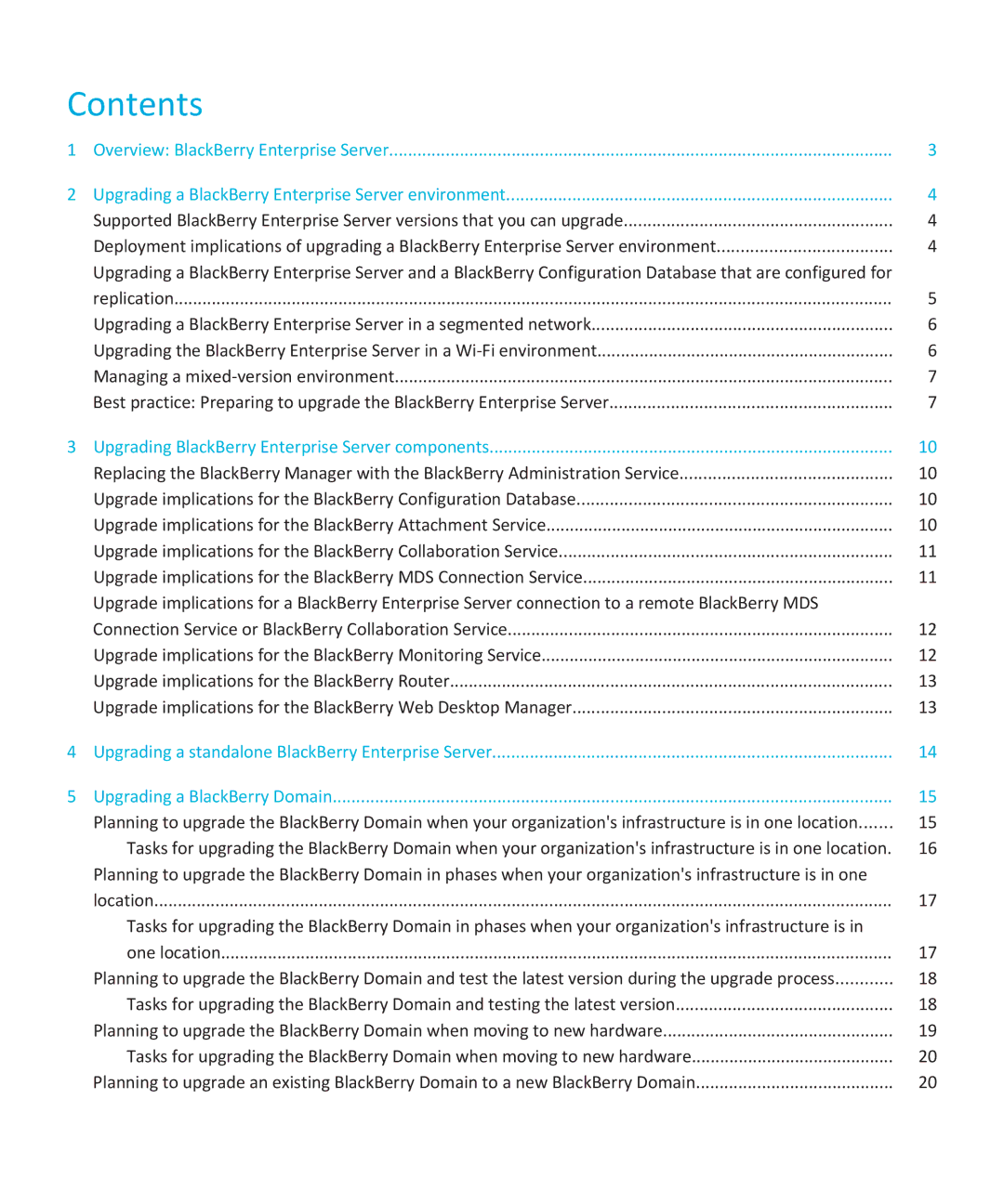 Blackberry blackberry enterprise server manual Contents 