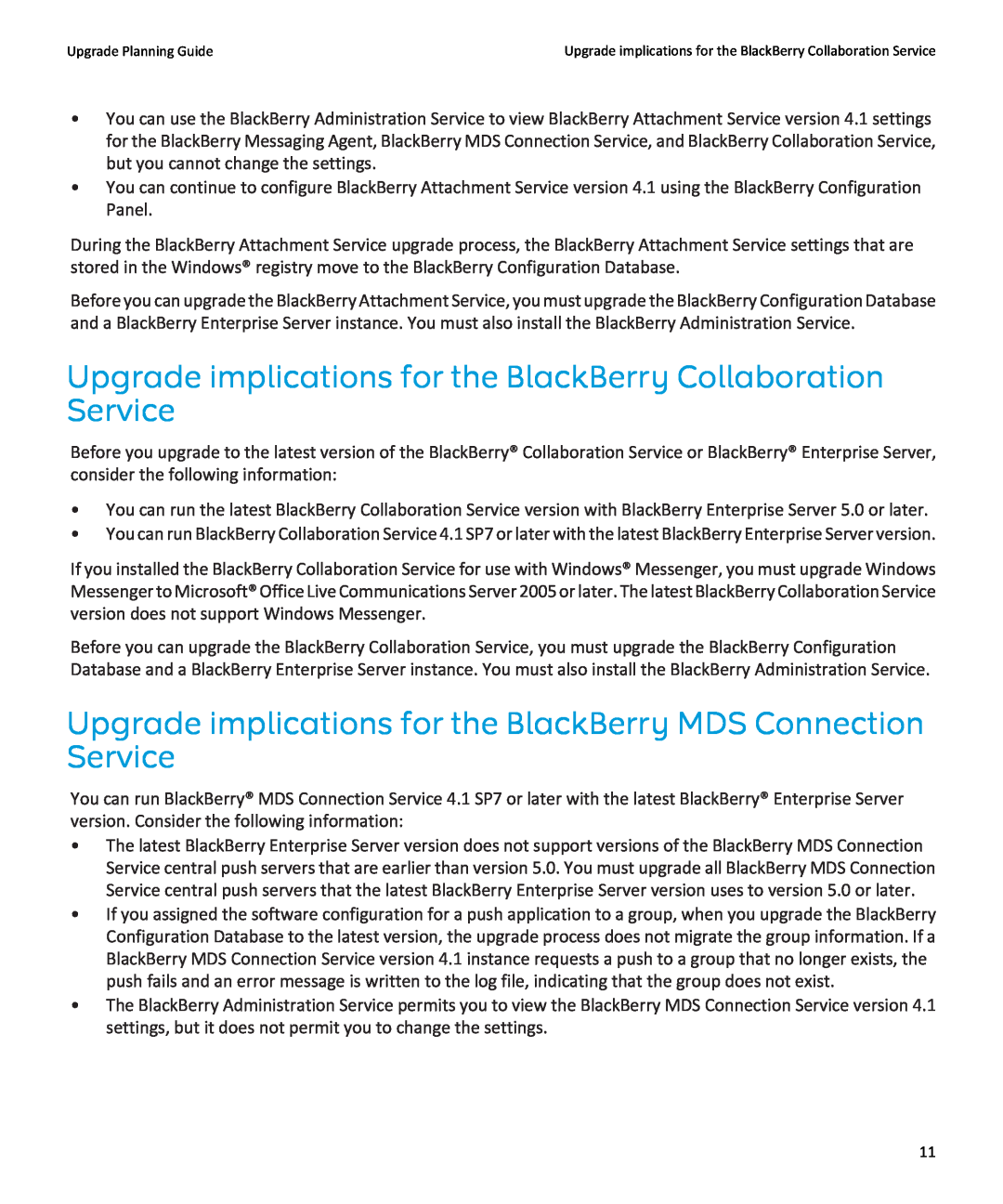 Blackberry blackberry enterprise server manual Upgrade implications for the BlackBerry Collaboration Service 