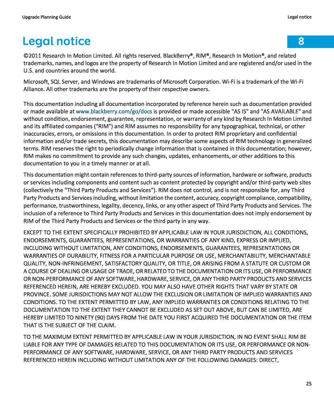 Blackberry blackberry enterprise server manual Legal notice 