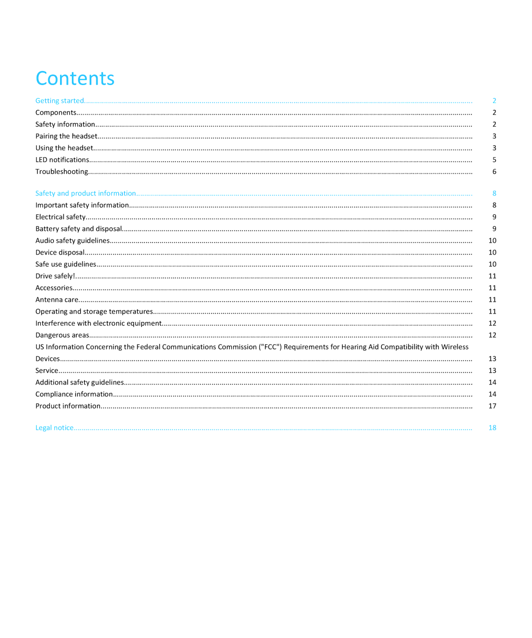 Blackberry HS-250 manual Contents 