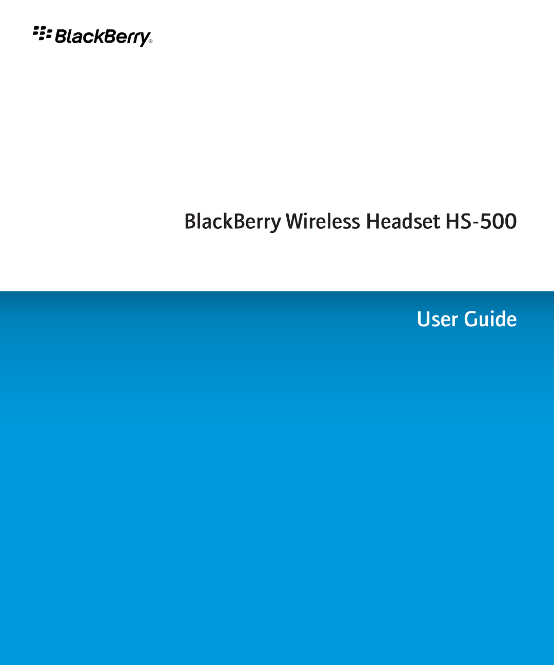 Blackberry HS-500 manual User Guide 