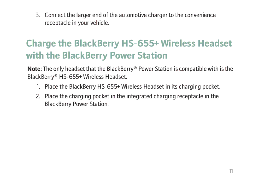 Blackberry HS-655 manual 