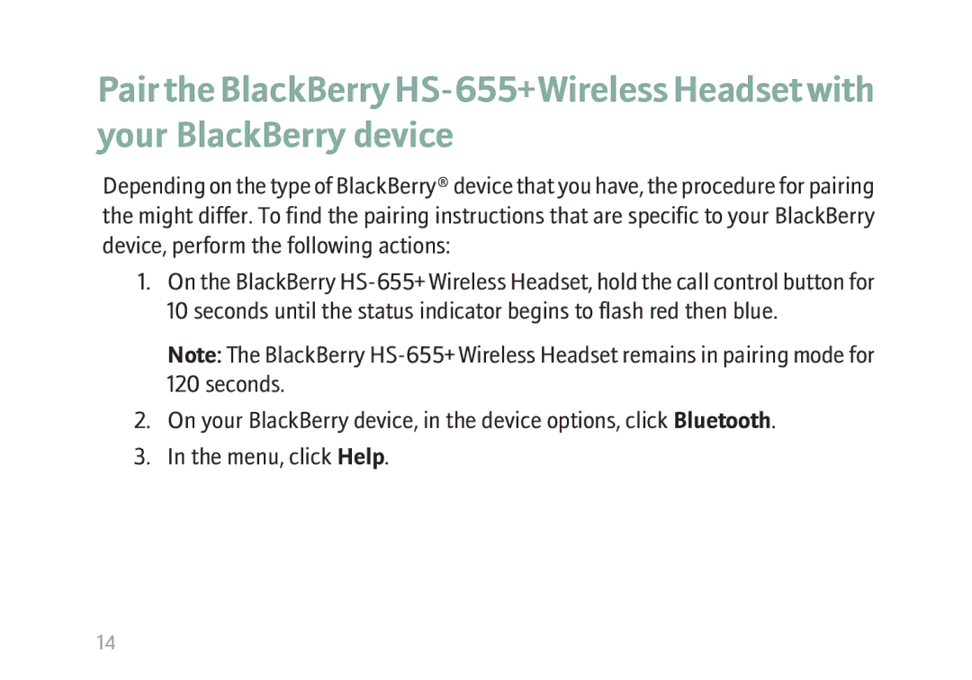 Blackberry HS-655 manual 