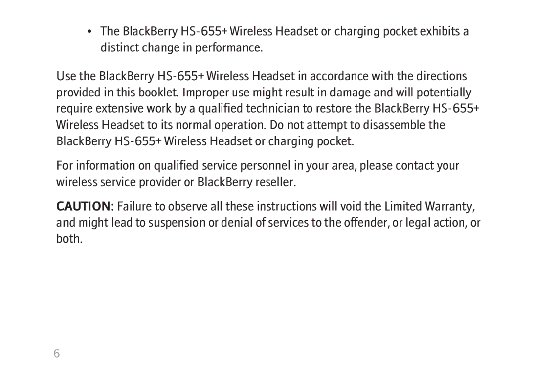 Blackberry HS-655 manual 