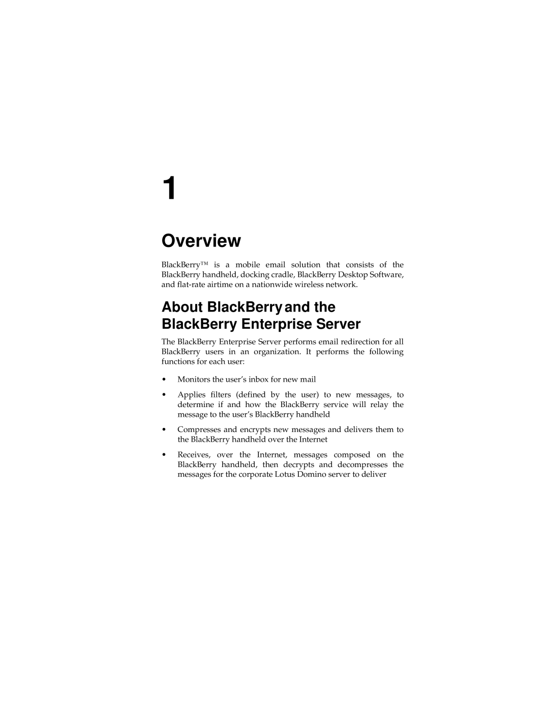 Blackberry 2, MAT-03196-001 manual Overview, About BlackBerry and the BlackBerry Enterprise Server 