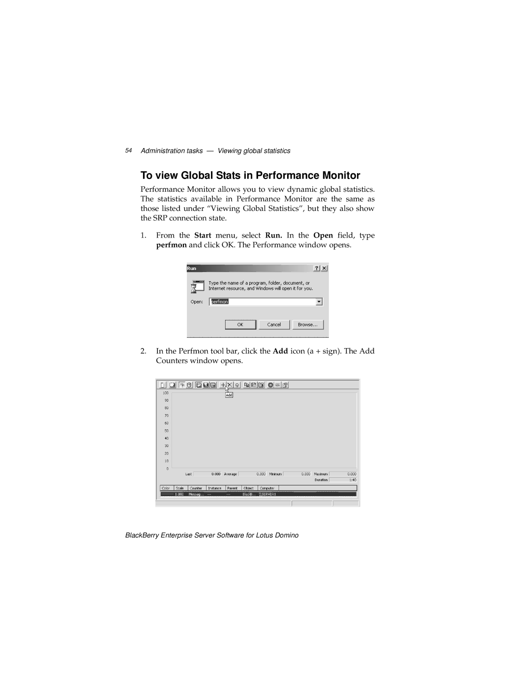 Blackberry MAT-03196-001, 2 manual To view Global Stats in Performance Monitor 