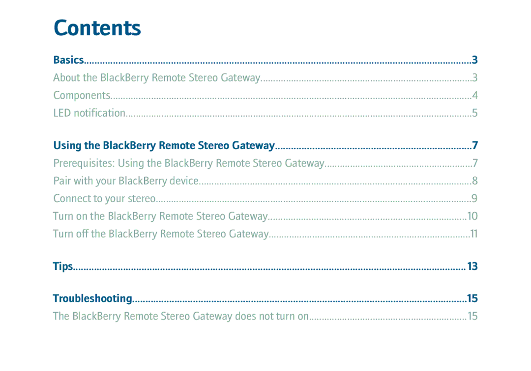 Blackberry MAT-17698-001 manual Contents 