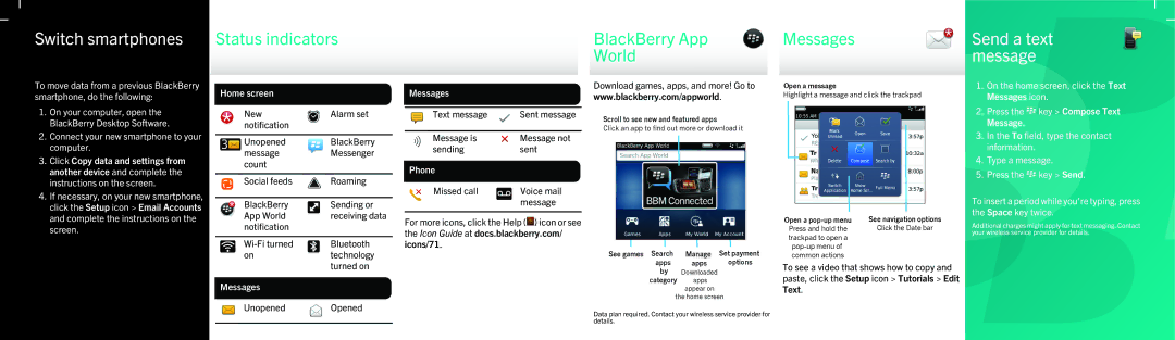 Blackberry MAT-48174-001 | PRINTSPEC-123 warranty Switch smartphones, BlackBerry App World Messages 