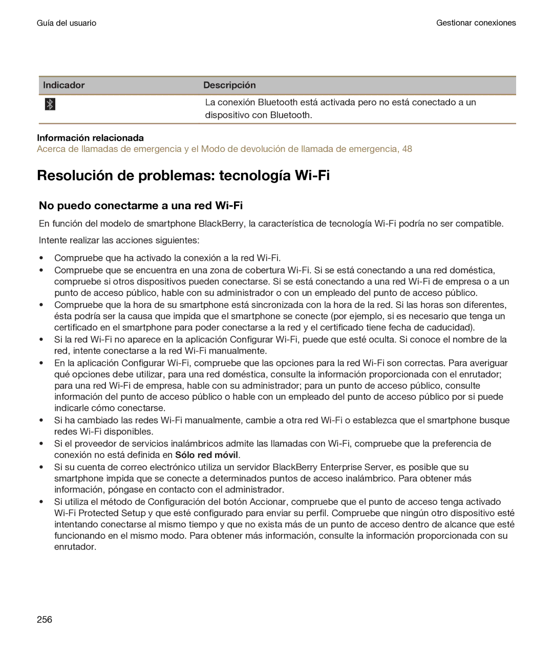 Blackberry P 9981 V7.0 manual Resolución de problemas tecnología Wi-Fi, No puedo conectarme a una red Wi-Fi 