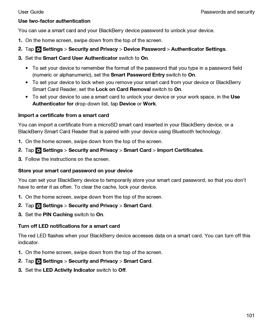 Blackberry P'9982 manual Use two-factor authentication, Import a certificate from a smart card 