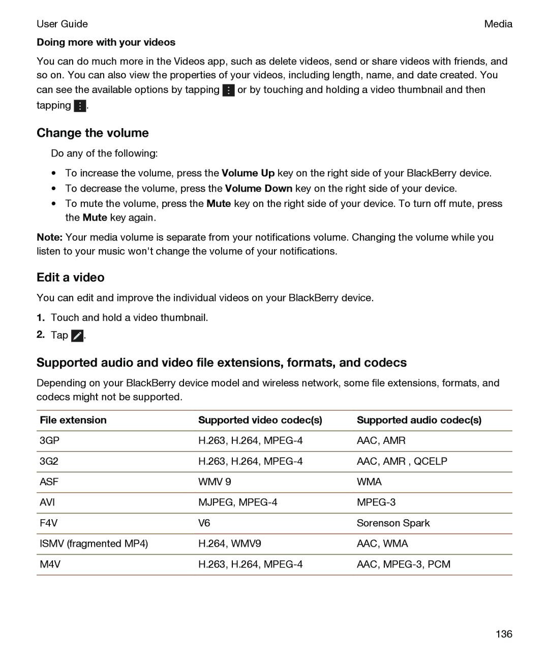 Blackberry P'9982 manual Edit a video, Doing more with your videos 