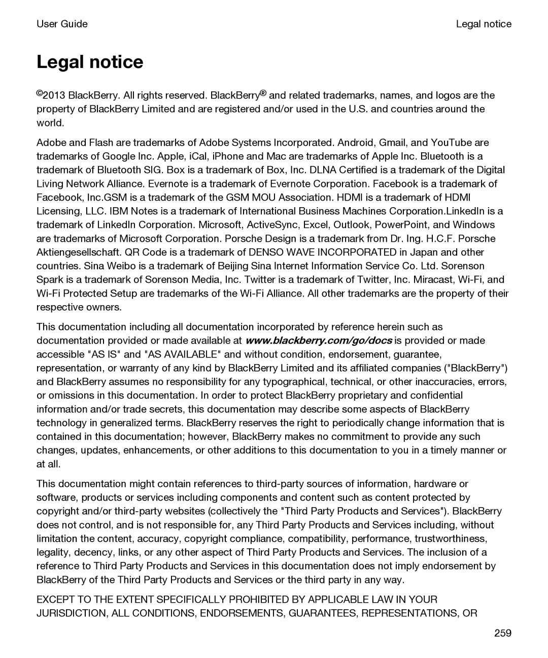 Blackberry P'9982 manual Legal notice 