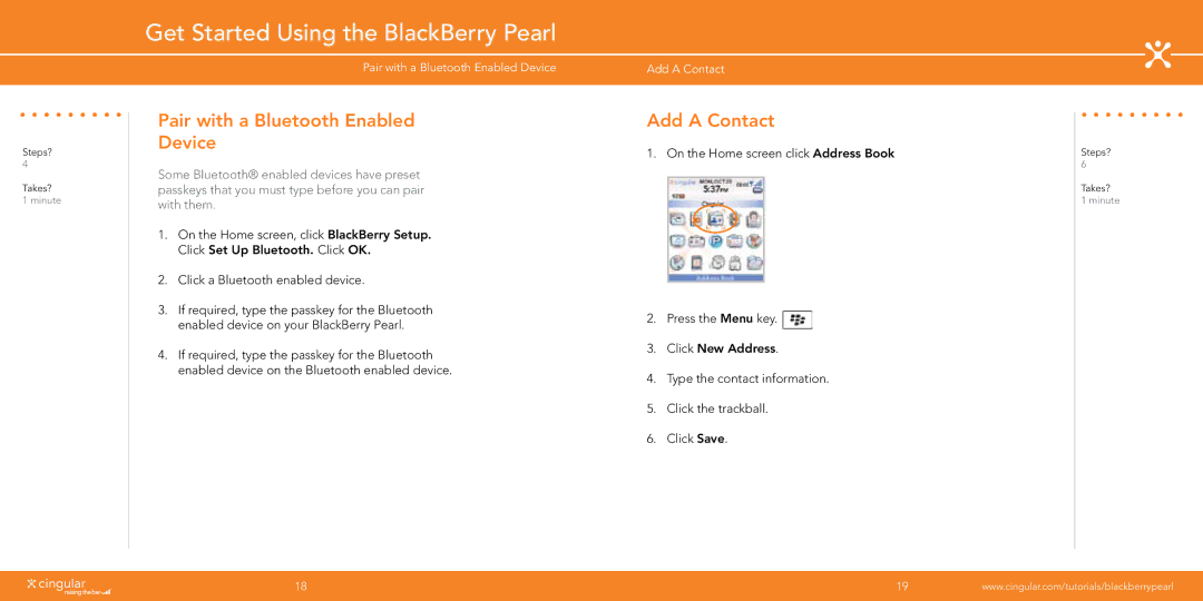 Blackberry Pearl manual Pair with a Bluetooth Enabled Device, Add a Contact 