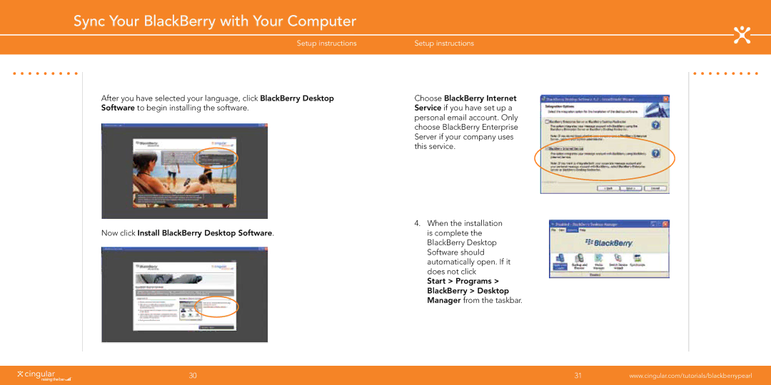 Blackberry Pearl manual Setup instructions 